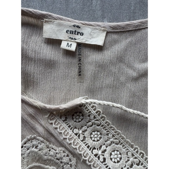 Entro Boho Lace Tunic Blouse Medium Cottagecore Peasant Romantic Top - Picture 5 of 8